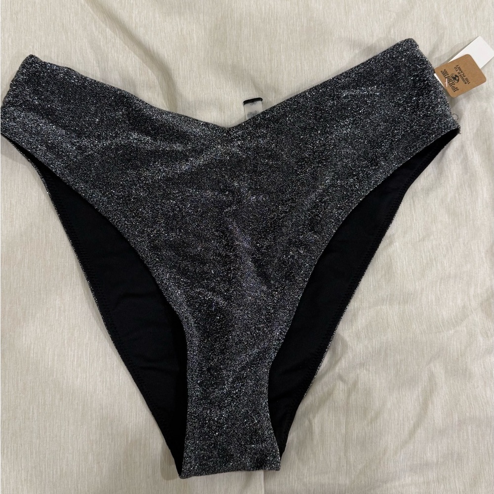 PINK Sparkly Black Bikini Bottoms